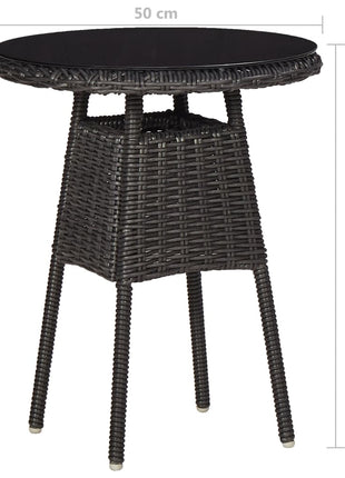 3-delige Bistroset met kussens poly rattan zwart
