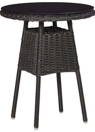 3-delige Bistroset met kussens poly rattan zwart