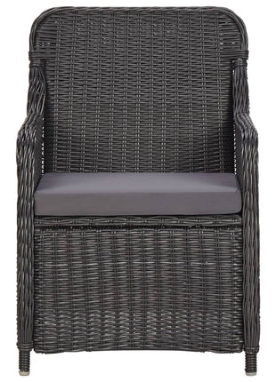 3-delige Bistroset met kussens poly rattan zwart