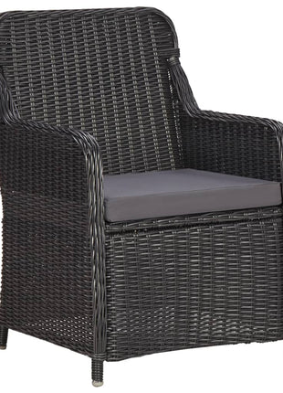 3-delige Bistroset met kussens poly rattan zwart