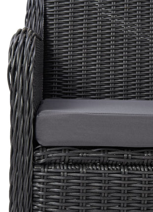 3-delige Bistroset met kussens poly rattan zwart