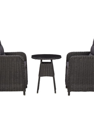 3-Delige Bistroset Met Kussens Poly Rattan Zwart
