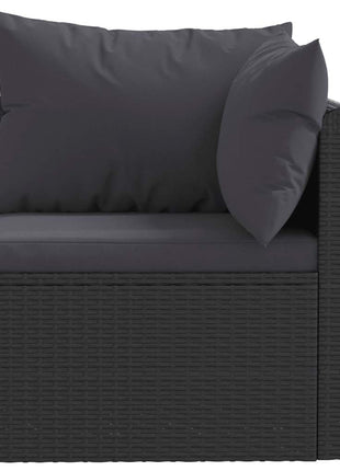 5-Delige Loungeset Met Kussens Poly Rattan Zwart