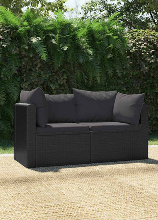 2-Delige Loungeset Met Kussens Poly Rattan Zwart