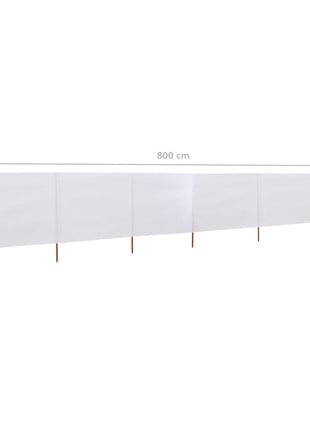 Windscherm 6-panelen 800x160 cm stof zandwit