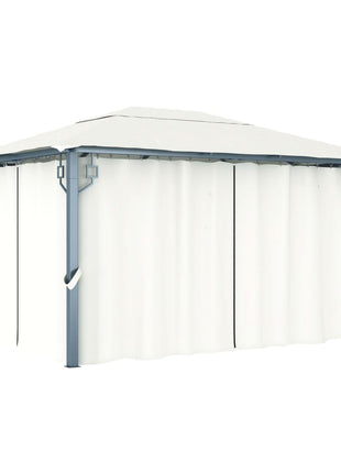 Prieel met gordijn 400x300 cm aluminium crème