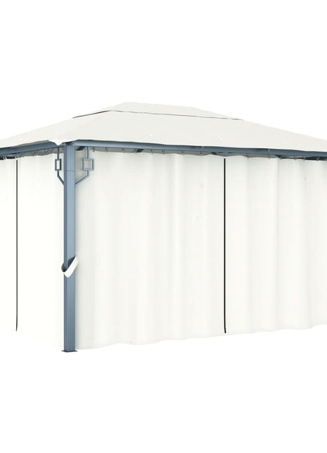 Prieel met gordijn 400x300 cm aluminium crème