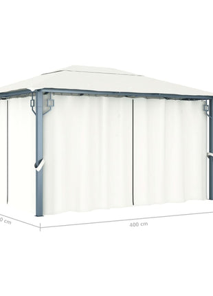 Prieel met gordijn 400x300 cm aluminium crème
