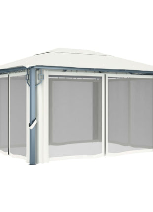 Prieel met gordijn 400x300 cm aluminium crème