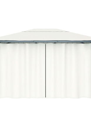 Prieel met gordijn 400x300 cm aluminium crème