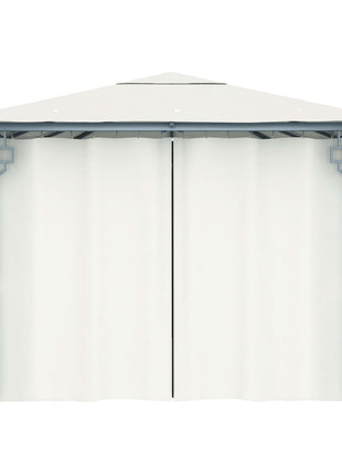 Prieel met gordijn 400x300 cm aluminium crème