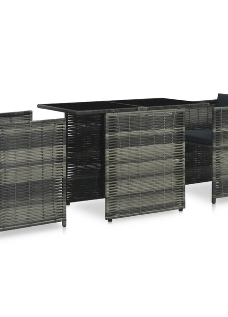 3-Delige Bistroset Met Kussens Poly Rattan Grijs