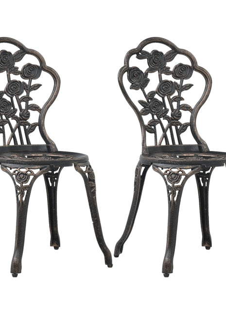 Bistrostoelen 2 st gietaluminium bronskleurig