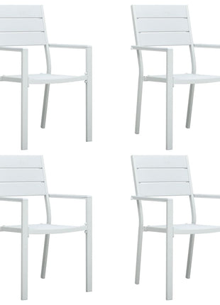 Tuinstoelen 4 st hout-look HDPE wit