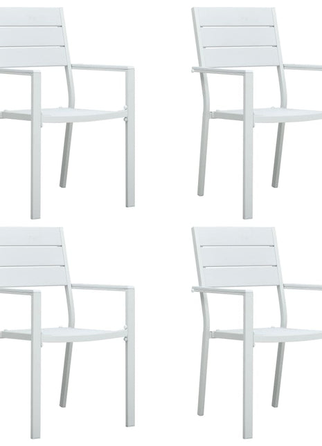 Tuinstoelen 4 st hout-look HDPE wit