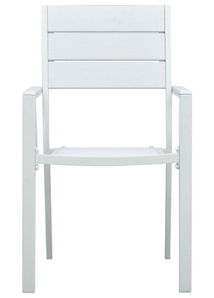 Tuinstoelen 4 st hout-look HDPE wit