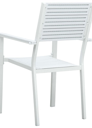 Tuinstoelen 4 st hout-look HDPE wit