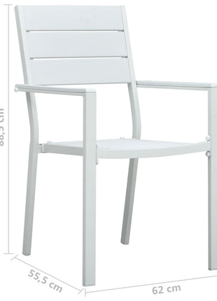 Tuinstoelen 4 st hout-look HDPE wit