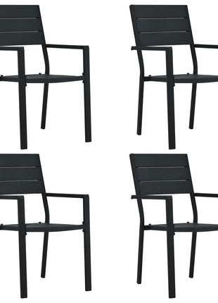 Tuinstoelen 4 st hout-look HDPE zwart