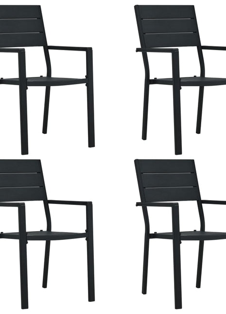 Tuinstoelen 4 st hout-look HDPE zwart