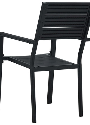 Tuinstoelen 4 st hout-look HDPE zwart