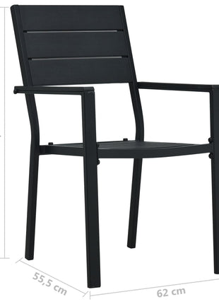 Tuinstoelen 4 st hout-look HDPE zwart