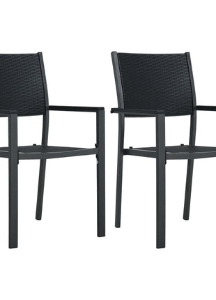 Tuinstoel 2 st rattan-look kunststof zwart