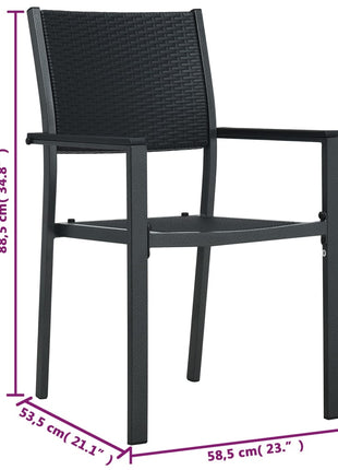 Tuinstoel 2 st rattan-look kunststof zwart
