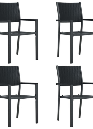 Tuinstoel 4 st rattan-look kunststof zwart