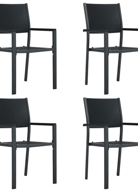 Tuinstoel 4 st rattan-look kunststof zwart