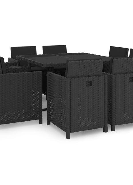 9-Delige Tuinset Met Kussens Poly Rattan