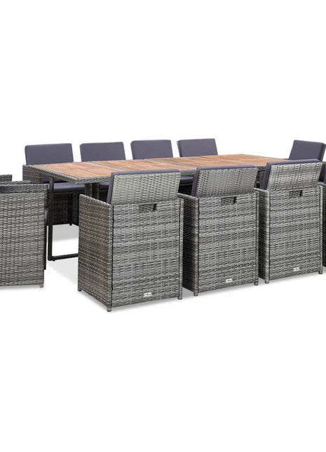 13-Delige Tuinset Met Kussens Poly Rattan Kleurig Antraciet En Bruin