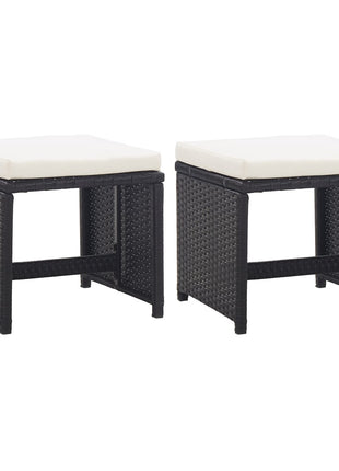 Tuinkrukken 2 st met kussens poly rattan zwart