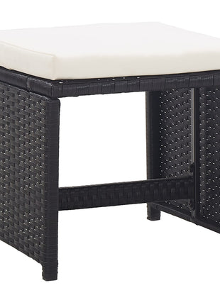 Tuinkrukken 2 st met kussens poly rattan zwart