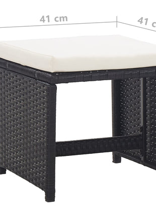 Tuinkrukken 2 st met kussens poly rattan zwart