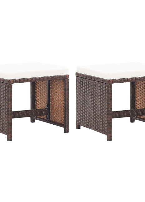 Tuinkrukken 2 st met kussens poly rattan bruin
