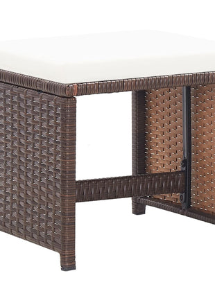 Tuinkrukken 2 st met kussens poly rattan bruin
