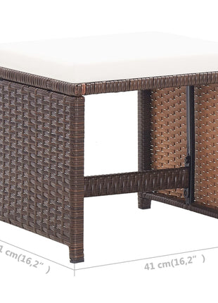 Tuinkrukken 2 st met kussens poly rattan bruin