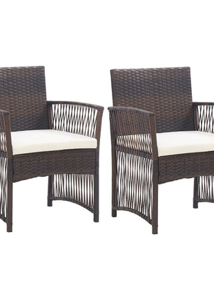 Tuinstoelen met kussens 2 st poly rattan bruin