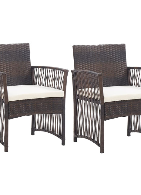 Tuinstoelen met kussens 2 st poly rattan bruin