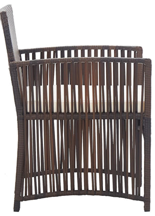 Tuinstoelen met kussens 2 st poly rattan bruin