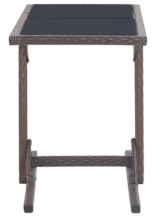 Tuintafel 110X53X72 Cm Glas En Poly Rattan