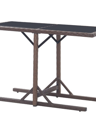 Tuintafel 110X53X72 Cm Glas En Poly Rattan