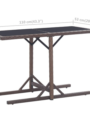 Tuintafel 110X53X72 Cm Glas En Poly Rattan
