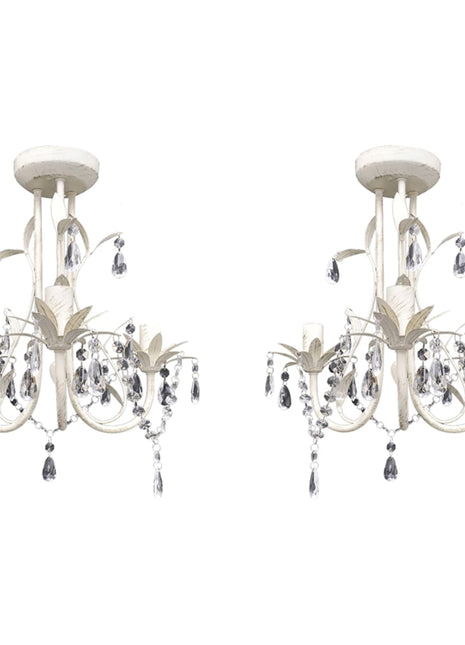 Kristallen Kroonluchter Met Wit Elegant Design (3 Lampen)