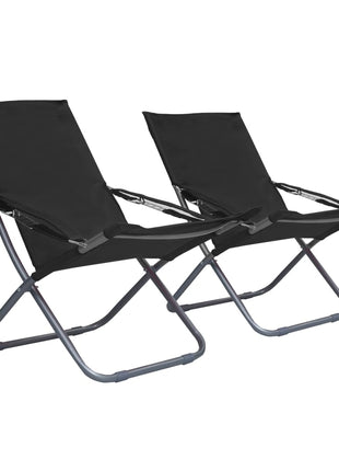 Strandstoelen 2 st inklapbaar stof zwart