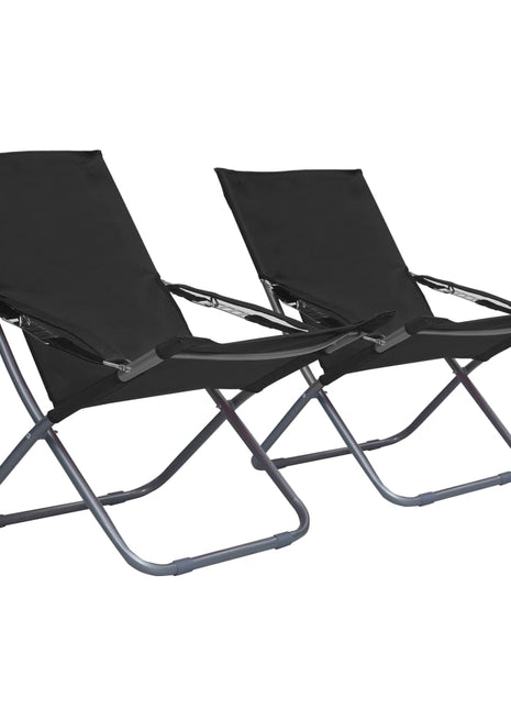 Strandstoelen 2 st inklapbaar stof zwart