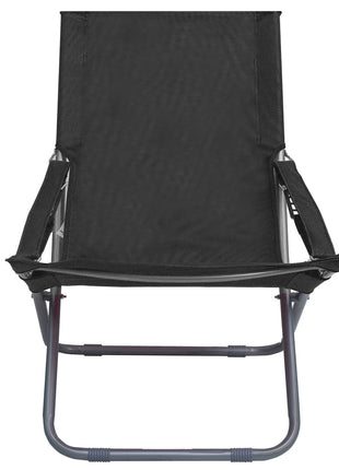 Strandstoelen 2 st inklapbaar stof zwart