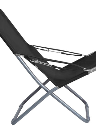 Strandstoelen 2 st inklapbaar stof zwart