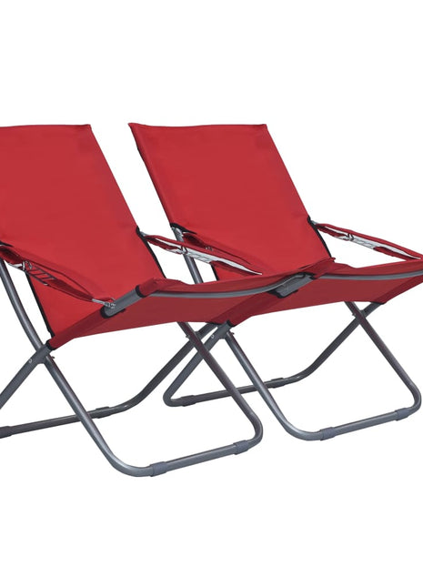 Strandstoelen 2 st inklapbaar stof rood